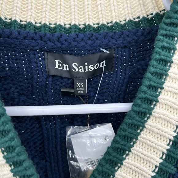 NEW En Saison Spencer Cardigan Size XS Chunky Collegiate Rugby Academia Sweater - Picture 8 of 13